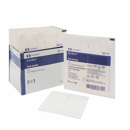 Excilon Drain Sponge 4 X 4 Inch Sterile 6-Ply, 7086, 2PK 7086-